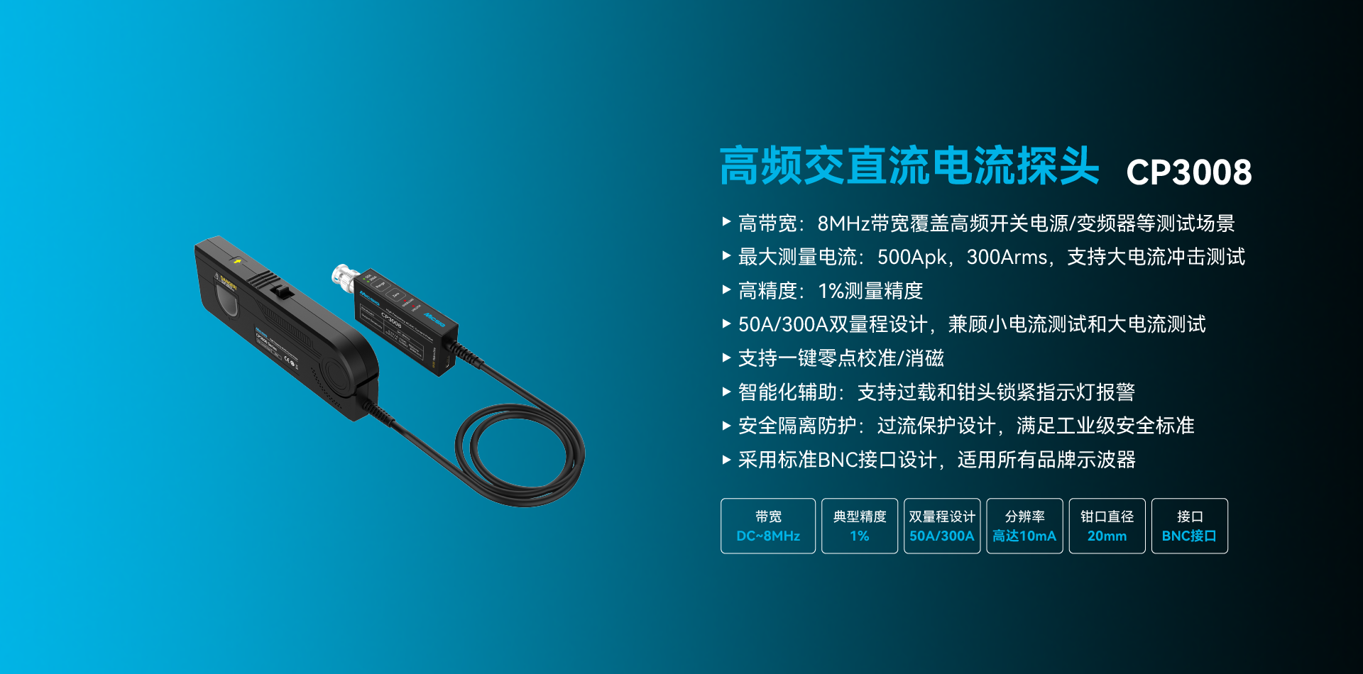 高频交直流电流探头CP3008