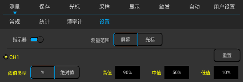 示波器测量阈值设置