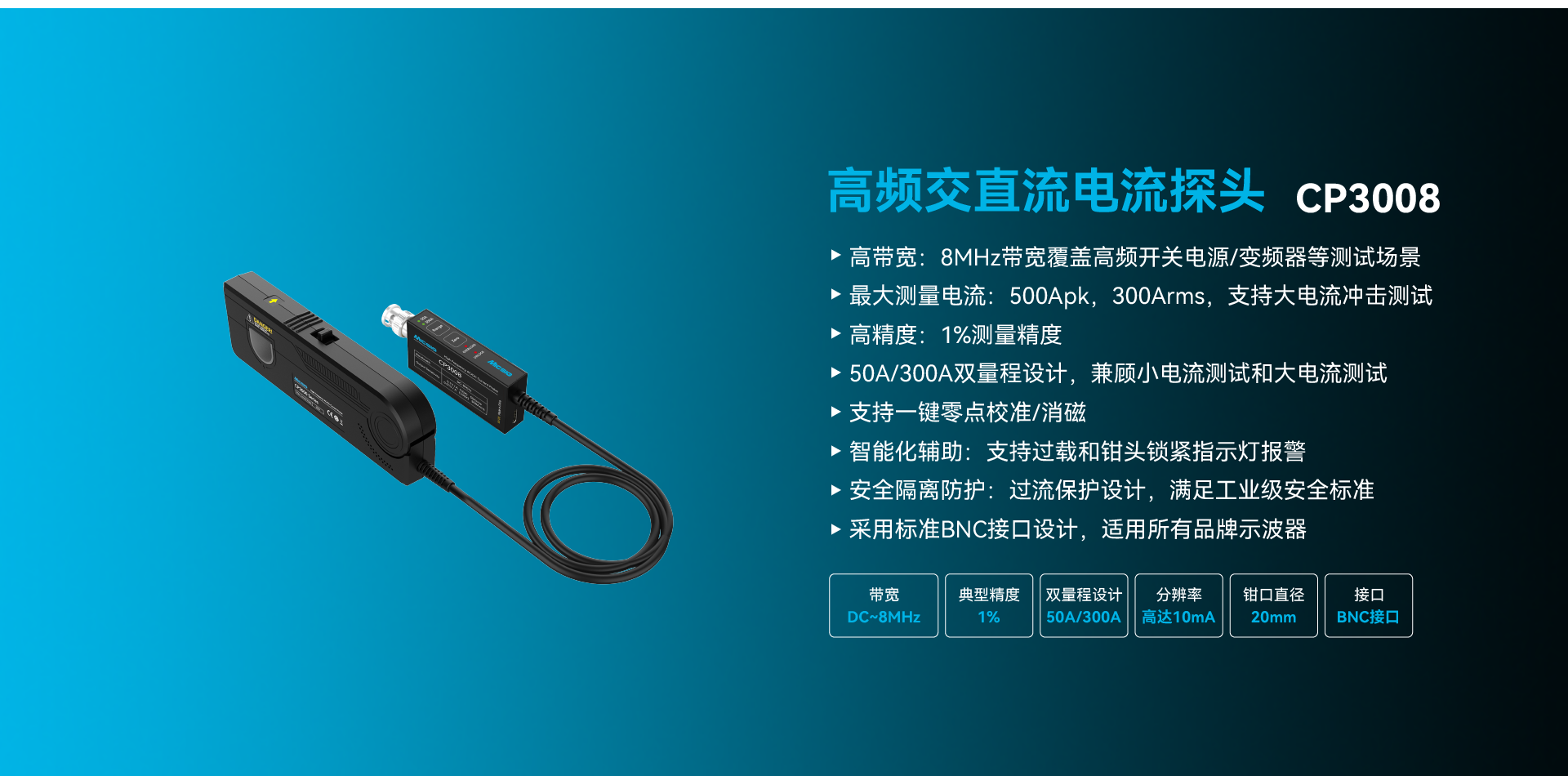 高频交直流电流探头CP3008